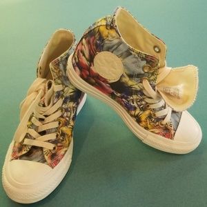 Printed Converse hightop wedge sneakers